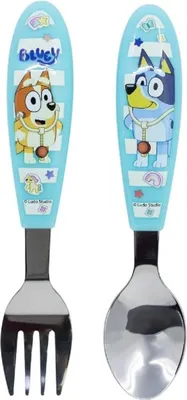 Produktbild von Bluey Kinderbesteck Set 2-teilig – Löffel & Gabel mit Motivgriffen