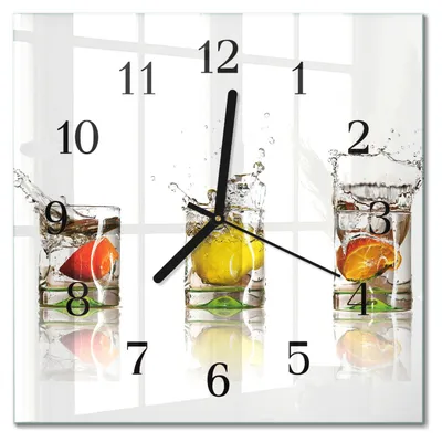 Produktbild von Tulup Glasuhr Wanduhr Küchenuhr Echt-Glas 30x30 cm Modern Dekorativ Geräuschlos Schwarzen Zeigern - Obstgläser
