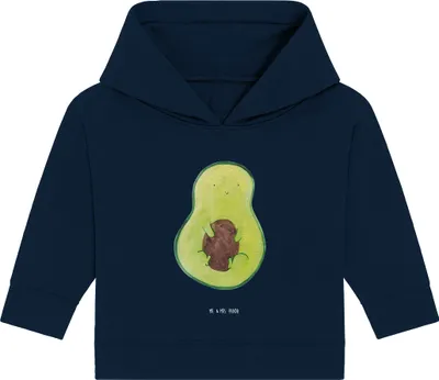 Produktbild von Mr. & Mrs. Panda Organic Baby Hoodie Avocado Kern 24. - 36. Monat - French Navy - Geschenk, Pflanze, Spruch Leben, Kapuzensweatshirt, glücklich, Kapuzenshirt