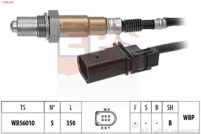 Produktbild von EPS Lambdasonde für VW Polo Schrägheck (6R1, 6C1) Beheizt Planarsonde Breitband-Lambda-Sonde 350mm 1.998.585