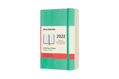 Produktbild von Moleskine 12 Monate Tageskalender 2022, Pocket/A6, 1 Tag = 1 Seite, Weicher Einband, Eisgrün