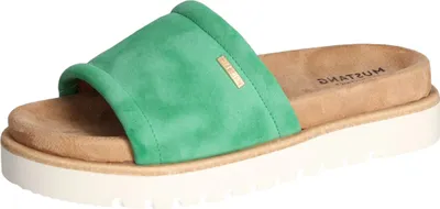 Produktbild von Mustang Damen Pantolette Plateau samtige Haptik 1461-701, Größe:39 EU, Farbe:Grün