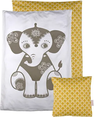 Image de Colocataire Couvre-lit Eléphant Gris/Ocre Jaune 100 x 140 cm