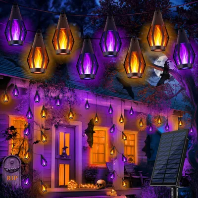 Solar Flammen-Lichterkette 15,2 m, 15 LED, Halloween