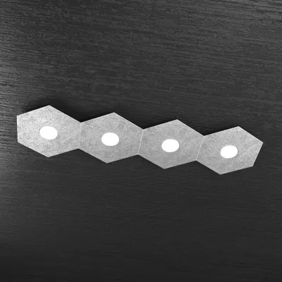Immagine prodotto di Plafoniera Moderna Hexagon Metallo Foglia Argento 4 Luci Led 12X4W