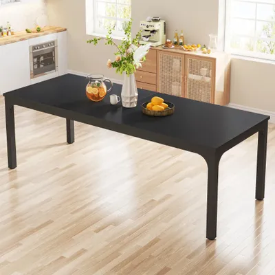 Obrázok produktu pre Jedálenský stôl 200 x 70 cm - Obdĺžnikový kuchynský stôl - Úzky, dlhý stôl pre až 10 osôb - Rustikálny vzhľad dreva - Čierna farba