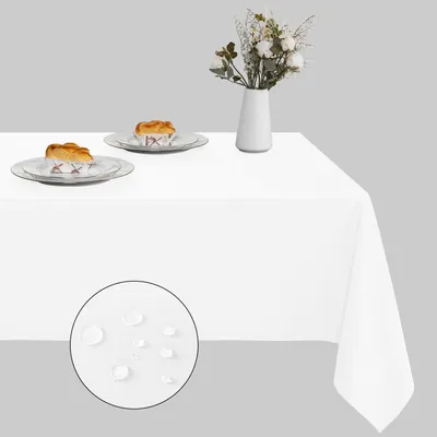 Immagine prodotto di Tovaglia lavabile, bianca, 132 x 178 cm, 1 pezzo, rettangolare, in poliestere