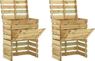 Image de Composteur à lattes 2 pcs. 80x50x100 Bois de pin imprégné