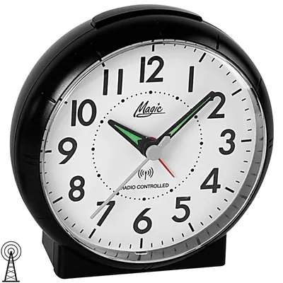 Produktbild von Magic 1897/7 M Wecker Funk Funkwecker schwarz rund mit Licht Snooze