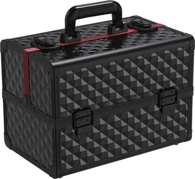 Produktbild von Famanu Make-upkoffer Aluminium, Praktische Beauty Case mit Verstellbarer Einteilung - Schwarz