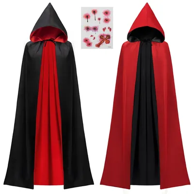 Produktbild von Vampirkostüm Zubehör Uni 150 cm Umhang mit Kapuze Tattoo-Narbe Halloween
