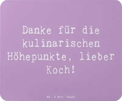 Produktbild von Mr. & Mrs. Panda Mousepad Spruch Koch Dankeschön - Lavendeltraum - Geschenk, mauspad laptop, Mouse Pad, Aufmerksamkeit, lieber, Dankbarkeit, Danke sagen, Freude, pc