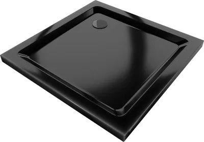 Image de Mexen Receveur de douche carré plat Slim 70 x 70 cm, noir, siphon noir - 40707070B