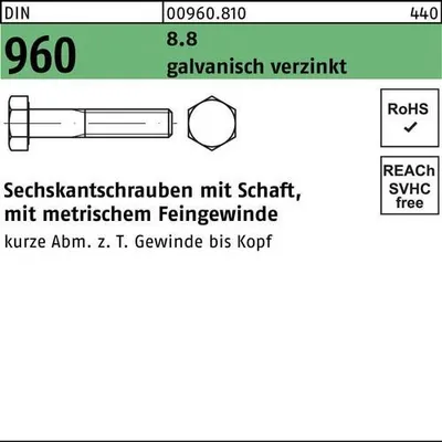 Produktbild von Reyher  Sechskantschrauben DIN 960 8.8 M 12x1,5x80 vz (50 Stück)