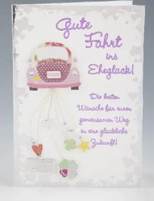 Produktbild von Elegance Klappkarte Grusskarte Geburtstagskarte - Gute Fahrt ins Eheglück!