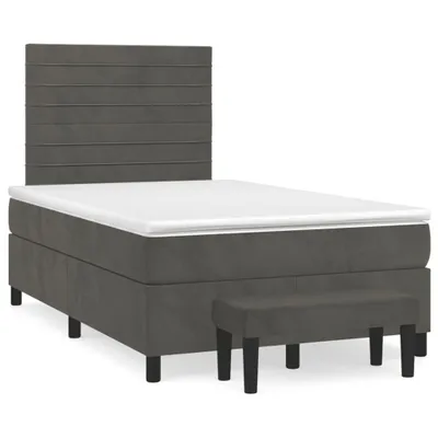 Obrázek produktu pro Postel s pružinovou matrací tmavě šedá 120x190 cm sametová