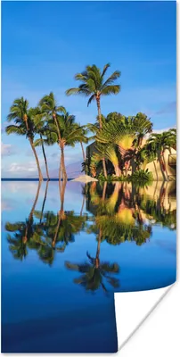 Produktbild von MuchoWow® Poster Am Wailea Beach in Hawaii spiegeln sich die Palmen im Wasser 20x40 cm - Plakat - Foto