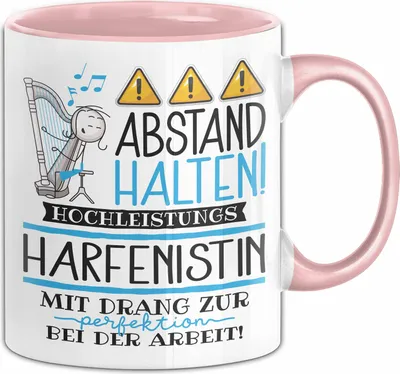 Produktbild von Harfenistin Tasse Geschenk Lustig Abstand Halten Hochleistungs-Harfenistin Mit Drang Zur Perfektion Bei Der Arbeit (Rosa)