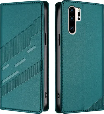 Image de Etui pour Huawei P30 Pro, étui portefeuille en cuirPolyuréthaneavec fente pour cartes et fonction stand Grün