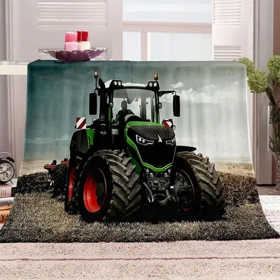 Obrázok produktu pre Flanelová deka s motívom traktora, detská, 70 x 100 cm - zelená