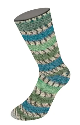 Produktbild von Lana Grossa - Meilenweit 100g Socktober 2023 4333 rohweiß anthrazit hellgrau graugrün türkis jade