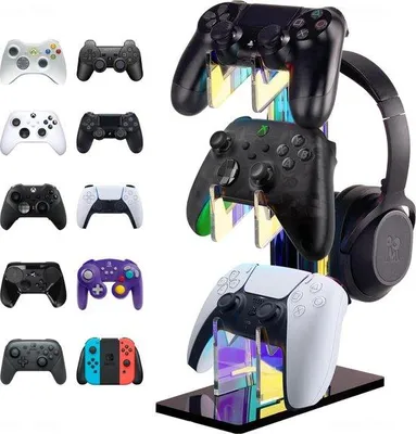 Obrázok produktu pre Farebné 3-úrovňové držiaky na slúchadlá pre PS5 a Xbox s protišmykovým povrchom