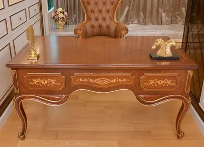 Produktbild von Casa Padrino Luxus Barock Schreibtisch Braun / Gold 155 cm - Barock Büro Möbel - Italy
