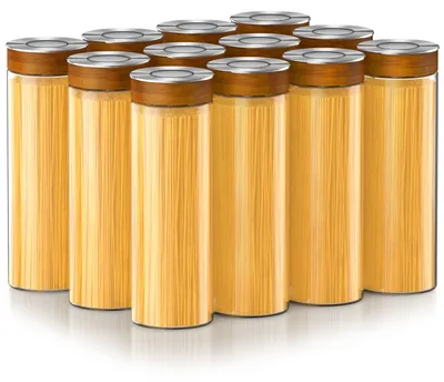Productafbeelding van Arendo voorraadpotten, set van 12, elk 1700 ml, gemaakt van borosilicaatglas met een luchtdichte vacuüm-klikdeksel, roestvrijstalen deksel met siliconenafdichting. Transparante voorraadcontainers, 12 stuks
