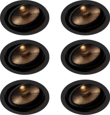 Produktbild von QAZQA - Set mit 6 modernen schwarzen verstellbaren Einbaustrahlern - Coop 111 Honey I Wohnzimmer I Schlafzimmer - Aluminium - LED geeignet GU10