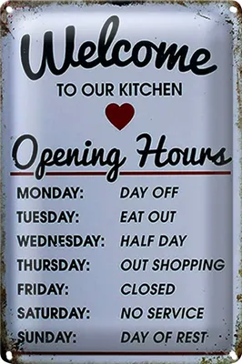 Produktbild von Blechschild Spruch 20x30cm welcome to our Kitchen Opening