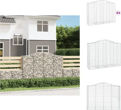 Produktbild von vidaXL Gabionen mit Hochbogen 4 Stk. 200x50x140/160cm Verzinktes Eisen -  Blumentöpfe & Pflanzgefäße