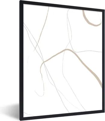 Produktbild von MuchoWow® Gerahmtes Poster Abstrakt - Minimalismus - Linienkunst 60x80 cm - Poster mit Schwarzem Bilderrahmen Wandposter Rahmen Foto Bilder - Premium - Wanddeko Wohnzimmer