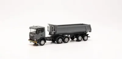 Produktbild von Herpa LKW Scania CG17 6x6 Rundmulden-SZ grau/gelb 316248