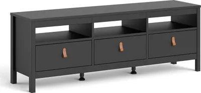 Produktbild von TV-Möbel Madrid Schwarz Matt 151,4 cm breit 38,4 cm tief 54,1 cm hoch mit 3 Schubladen