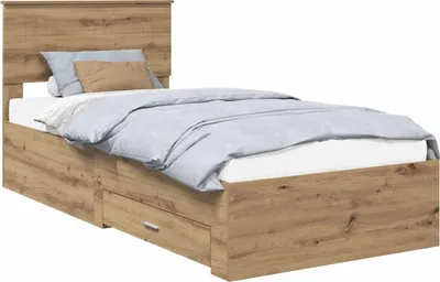 Zdjęcie produktu dla vidaXL Rama łóżka z wezgłowiem dąb Artisan 90 x 190 cm materiał drewnopochodny