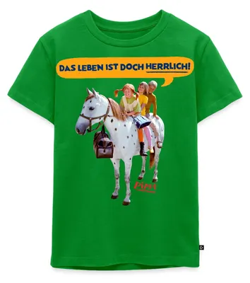Produktbild von Spreadshirt Pippi Langstrumpf Pippi Mit Tommy Und Annika Kinder Premium T-Shirt, 134/140 (8 Jahre), Grün