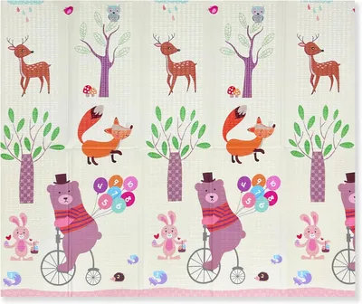 Obrázek produktu pro Dětská hrací podložka 200 x 180 x 1 cm – extra silná pěnová podložka, skládací a oboustranná – 2 vzory – dětská aktivní podložka – dětská podložka na podporu smyslového vývoje