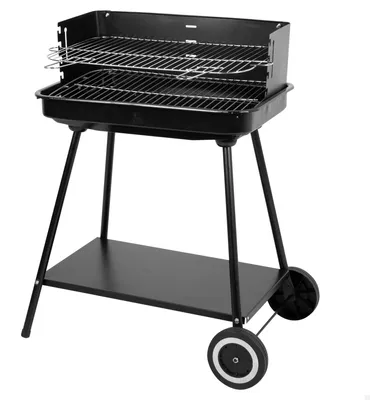 Produktbild von Tragbarer Holzkohlegrill mit verstellbarer Grillhöhe und Rädern