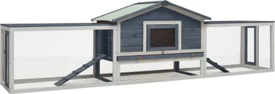 Zdjęcie produktu dla vidaXL Schowek na króliki szary 310x70x87 cm sosna & jodła lite drewno