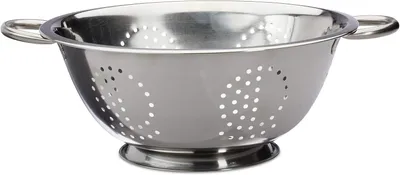 Image de Passoire en acier inoxydable - Poignées - Diamètre 28 cm - Base ronde - Cuisine - Pâtes - Fruits - Salade - Passoire à pâtes - Argenté