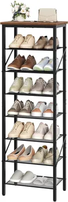 Produktbild von Schmaler Schuhregal mit 8/10 Ebenen, Platz für 14-16 Paar Schuhe, verstellbare Füße, für Flur und Wohnzimmer
