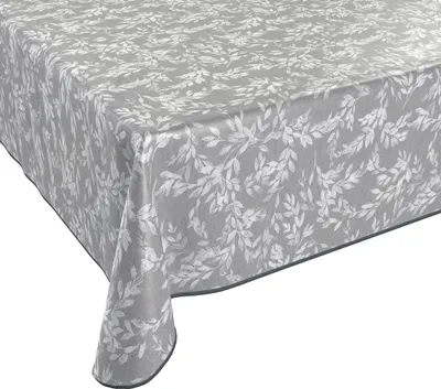 Produktbild von Wachstuch Tischdecke abwischbar rutschfest mit Paspelband Eckig Rund,Zweige Grau, (Eckig220x130cm)