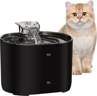 Produktbild von Trinkbrunnen für Haustiere,2,2L Haustiere Wasserspender,Super Leise,Eingebautes LED-Licht,Enthält 6 Kohlefilter + 3 Schwammfilter,Schwarz