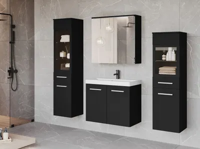 Immagine prodotto di Set bagno YUKO 2 - nero / grafite + rubinetto Economico GRATIS