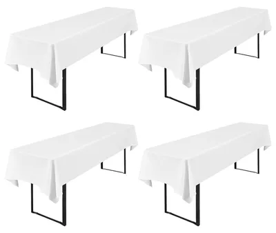 Immagine prodotto di Tovaglia bianca, confezione da 4 pezzi, dimensioni 250x100 cm, in poliestere, adatta per tavoli da 50-70 cm