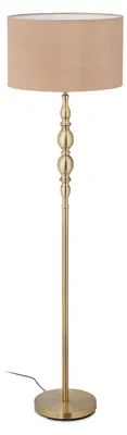 Stehlampe mit Stoffschirm, E27, 156 cm, beige-gold, Vintage