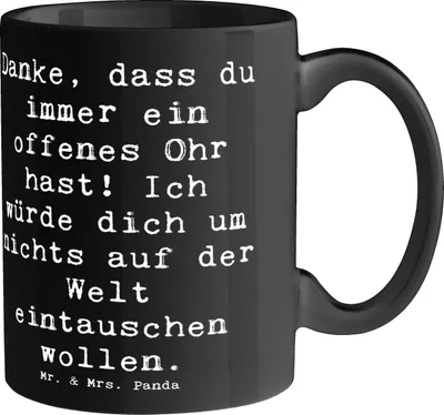 Produktbild von Mr. & Mrs. Panda Pott Spruch Freund fürs Leben - Schwarz - Geschenk, Dankbarkeit, Danke, Kaffeebecher, Aufmerksamkeit, haferl, schöne tasse, sagen, Teetasse, liebevoll