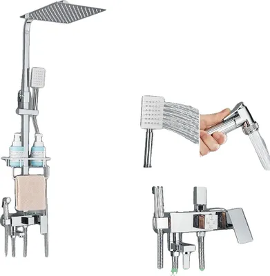 Produktbild von Duscharmatur Set, Multifunktionales Design, Wandmontage, Chrom A 12 Zoll