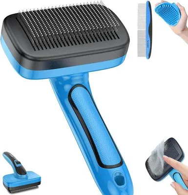 Image de Kit de toilettage 3 en 1 pour chats à poils courts ou longs, brosse lisse