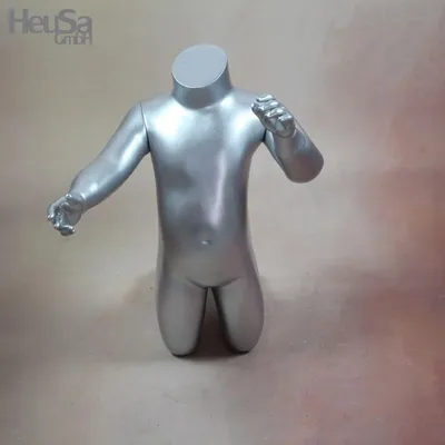 Produktbild von Schaufensterfigur Kind Schaufensterpuppe kopflos kniend silber Baby Mannequin